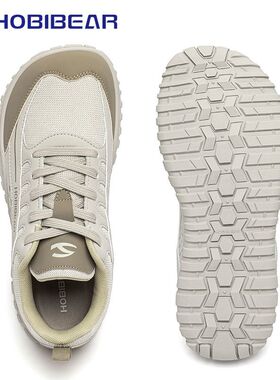 HOBIBEAR男鞋宽楦鞋宽头鞋夏季2025新款网面透气宽脚胖赤足运动鞋