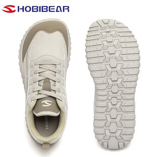 HOBIBEAR男鞋宽楦鞋宽头鞋夏季2025新款网面透气宽脚胖赤足运动鞋