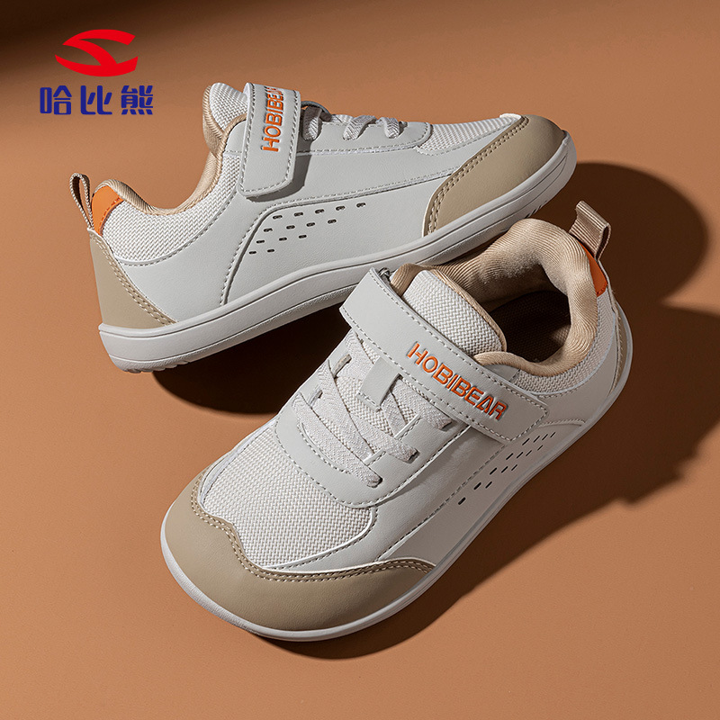 哈比熊童鞋大头双网春秋季男童宽头鞋加绒魔术贴运动鞋校园赤脚鞋