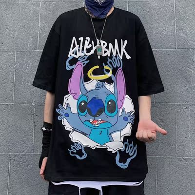 3995-P32 韩版ins动漫涂鸦印花短袖T恤男
