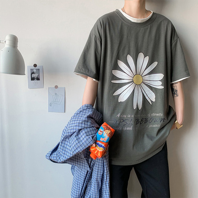 A2439-P30 20新款情侣款趣味创意印花宽松短袖T男女潮上衣