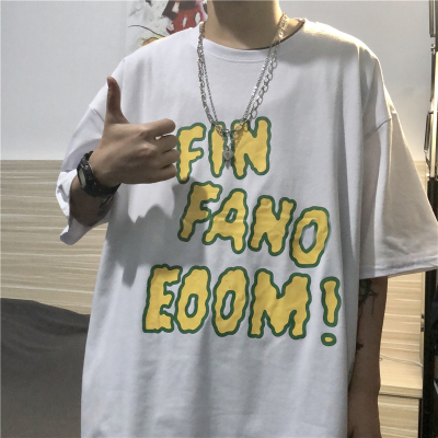 4205-P30 INS同款复古原宿字母印花百搭宽松短袖T恤男上衣