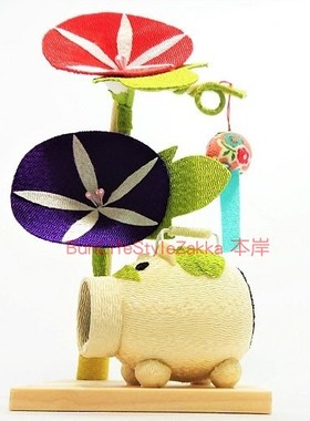 BLS本岸现货日本制传统京都精致手工艺摆件夏风情朝颜蚊香猪风铃