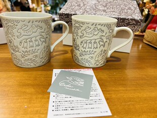 本岸现货日本制插画家浅野midoriErde小兔子花草陶瓷马克杯套装礼