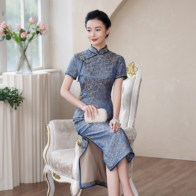 高端真丝旗袍女2025新款春夏复古中式改良中国风桑蚕丝连衣裙双层