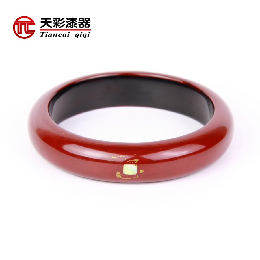 天彩漆器天然大漆手镯女实木生漆镶嵌螺钿工艺饰品原创纯手工制作