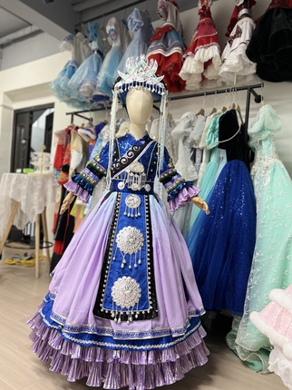 快乐阳光歌曲儿童少数民族服装女童苗族彝族侗族哈尼族演出服