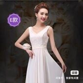 姐妹裙毕业演出晚礼服夏 伴娘团长款 伴娘服2026新款 香槟色大码