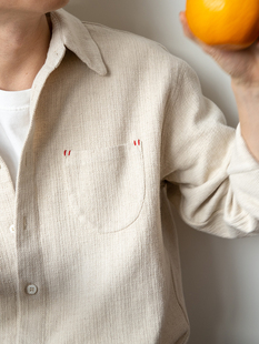 麻感突出 衬衫 但很克制 双色手工感棉麻长袖 薄外套 几立