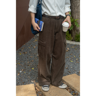 几立 实物真的是墨绿色！！！的灯芯绒工装长裤