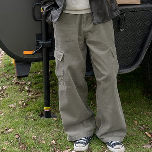 人 酷 几立 秋冬宽松直筒灯芯绒工装 休闲裤 裤 给冬天还想装