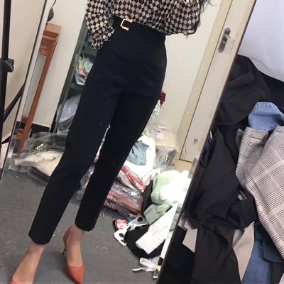 西装裤女高腰小脚九分直筒裤休闲显瘦春秋季哈伦裤女2021新款韩版