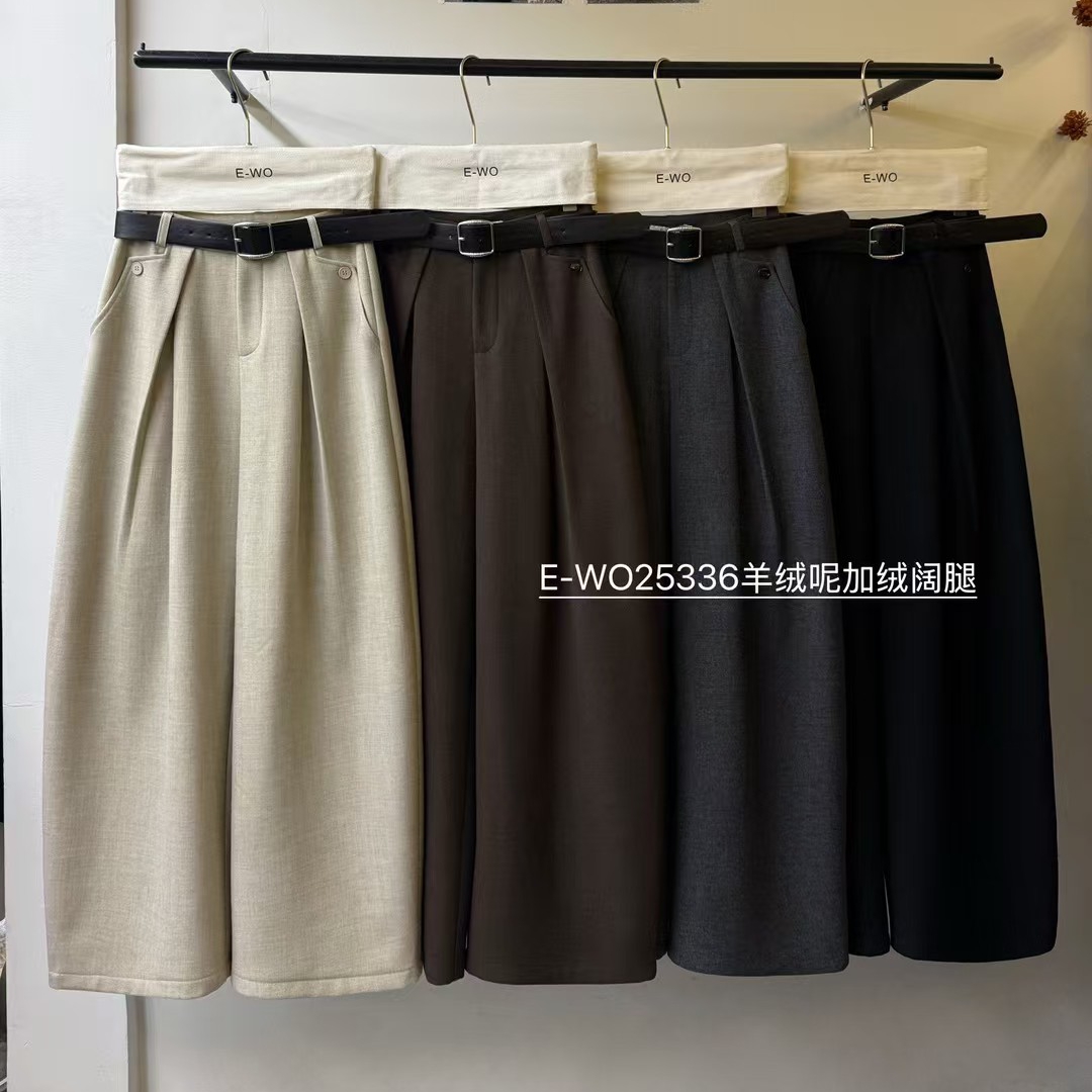 羊绒呢阔腿裤女2025新款冬直筒裤