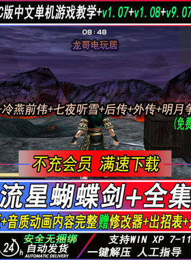 流星蝴蝶剑v1.07+v1.08+v9.07带更新中文版单机电脑游戏远程教学