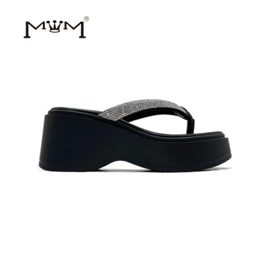 满钻小香风~水钻夹脚厚底人字拖 2026夏百搭柔软通勤透气外穿拖鞋,女鞋,人字拖,淘宝优惠券,粉丝福利购,淘宝优惠卷