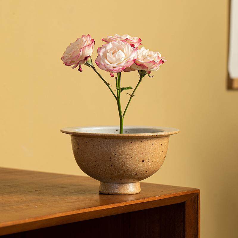 景德镇纯手工粗陶花器插花器古朴复古花艺中式剑山小花盆侘寂茶道,家居饰品,花瓶,淘宝优惠券,粉丝福利购,淘宝优惠卷