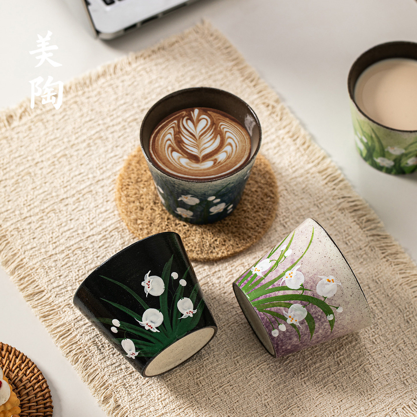 景德镇复古手作粗陶猪口杯釉下彩手握杯精致水杯拿铁拉花杯子茶杯,餐饮具,马克杯,淘宝优惠券,粉丝福利购,淘宝优惠卷