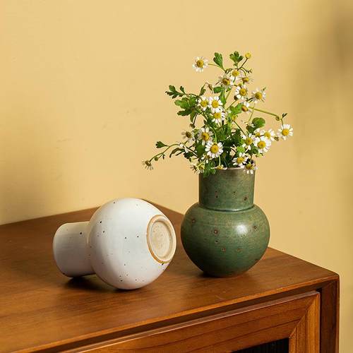 景德镇美陶诧寂风复古粗陶小花瓶