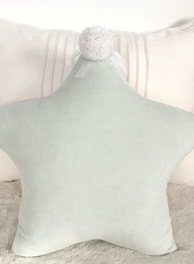 In Green手工定制颜色超级美的薄荷绿灰色天鹅绒小星星抱枕靠垫