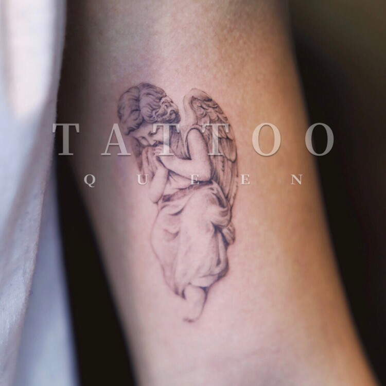 花臂少女tattoo 27 新款黑白天使翅膀纹身贴