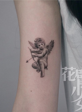 花臂少女TATTOO 26 射箭天使翅膀爱心丘比特原宿纹身贴防水刺青
