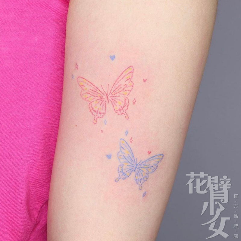 花臂少女 X168 2020新品纹身贴彩色蝴蝶爱心星星性感清新一张三组