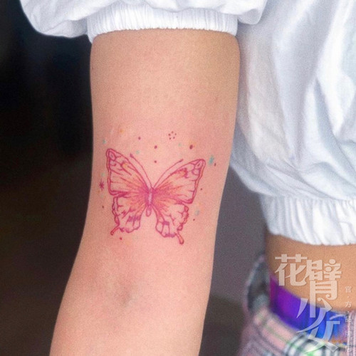 花臂少女TATTOO X172  2020新品纹身贴 粉色蝴蝶 手臂 性感小清新