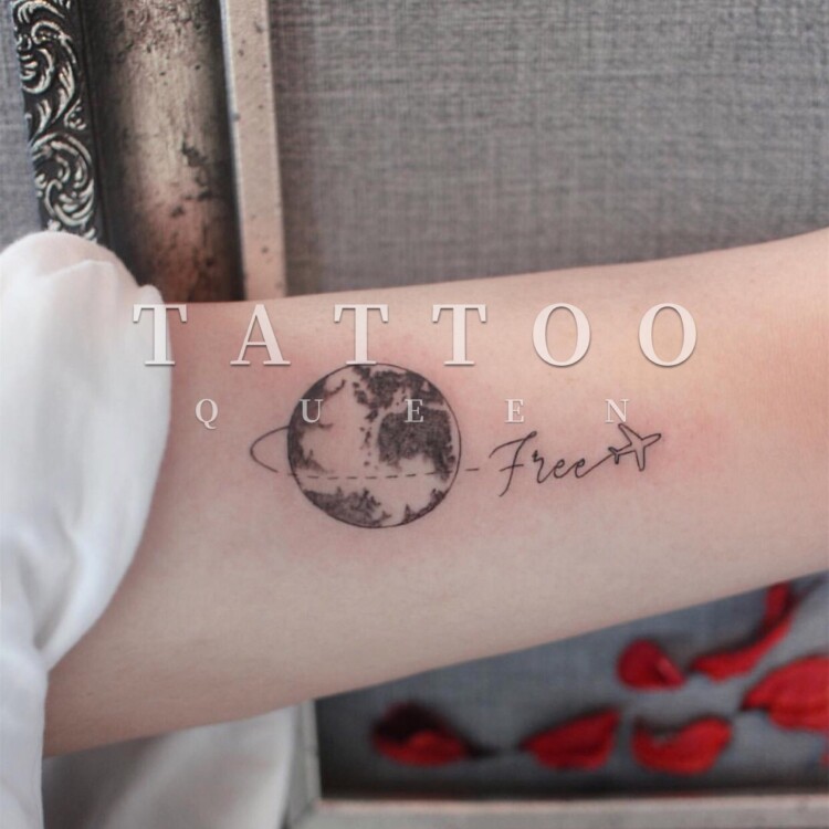 花臂少女TATTOO S82 星空 字母飞机 小清新 纹身贴 一张4个