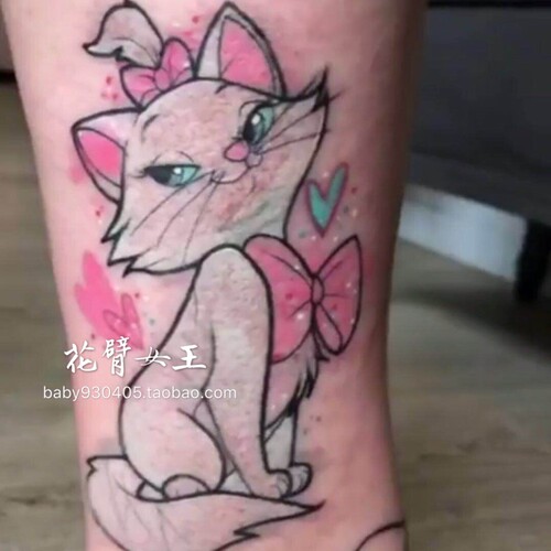 花臂少女TATTOO S78卡通玛丽猫 可爱猫咪 少女软妹纹身贴