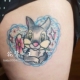 可爱兔子 花臂少女TATTOO D26卡通爱心花边桑普兔 少女软妹纹身贴
