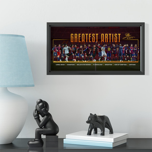 梅西职业生涯长款相框照片墙 巴萨MESSI足球球迷礼物球馆装饰壁画