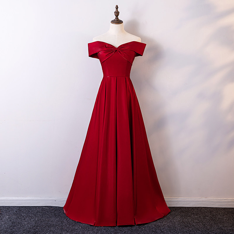 礼服女敬酒服红色新娘婚纱礼服气质高贵豪华奢侈优雅晚礼服长款