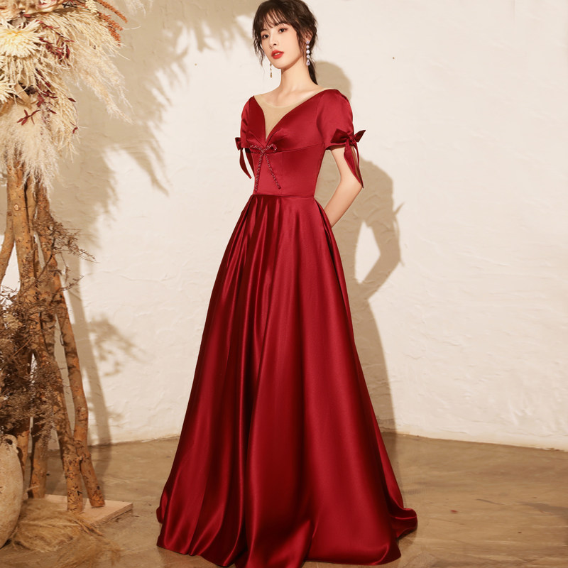 红色婚纱礼服敬酒服新娘2020新款气质大气宴会年会高端名媛晚礼服