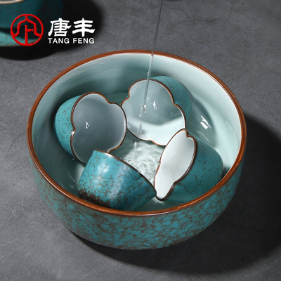 速发洗洗陶瓷复古风家用大容量水盂功收茶具夫纳碗窑变杯洗水