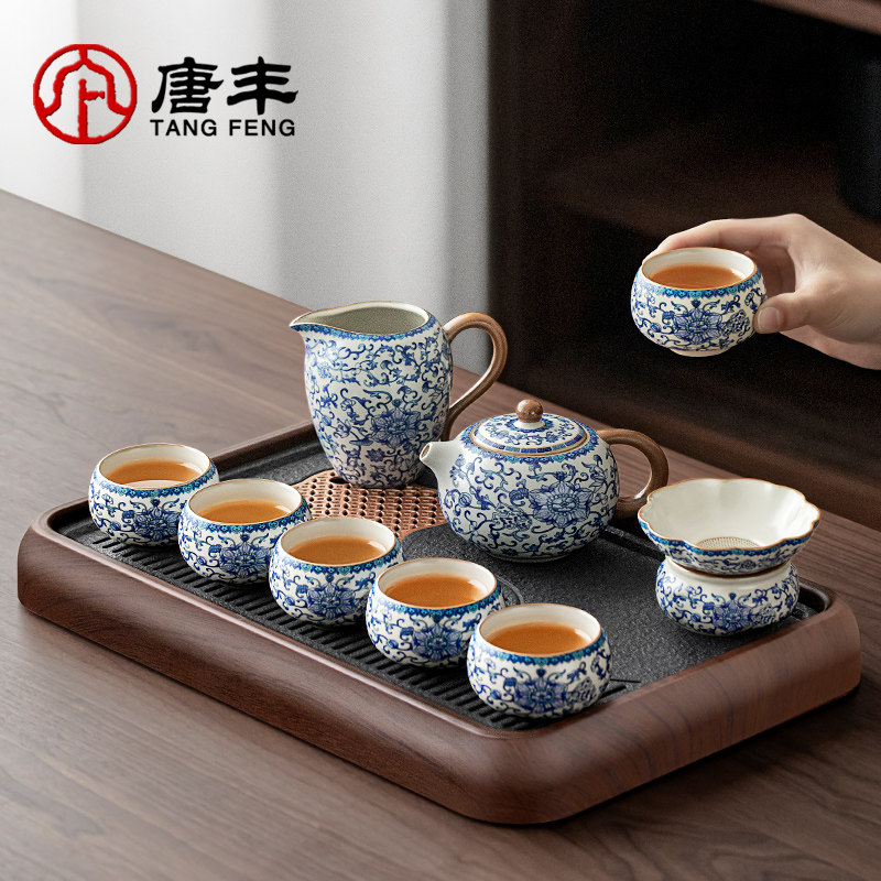 青花瓷汝窑茶具套组2026新款泡茶专用家用小型茶台一整套轻奢高档