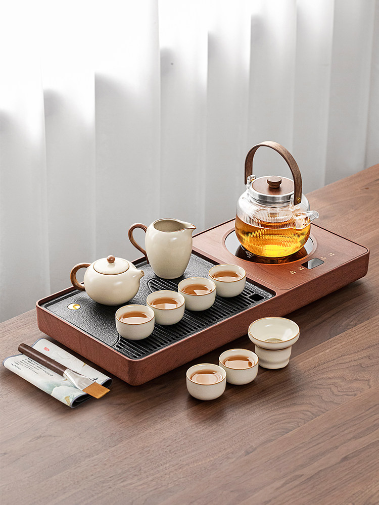 汝窑茶具家用茶具小茶桌一体化水壶泡茶成套阳台小茶盘