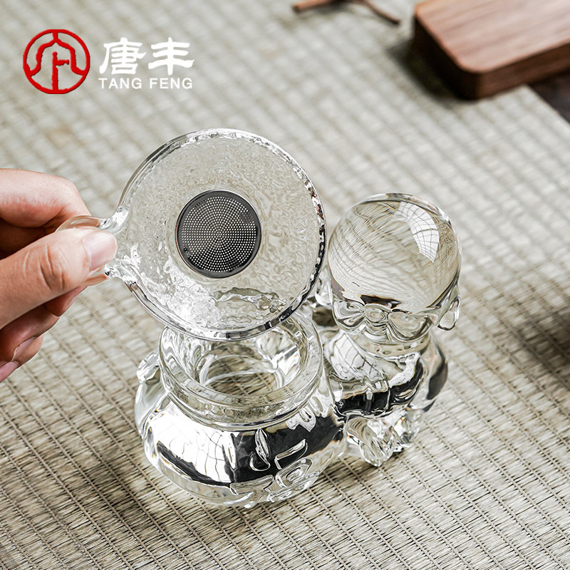新型茶滤2025网红新款家用玻璃水晶小和尚茶漏创意国潮风茶道摆件