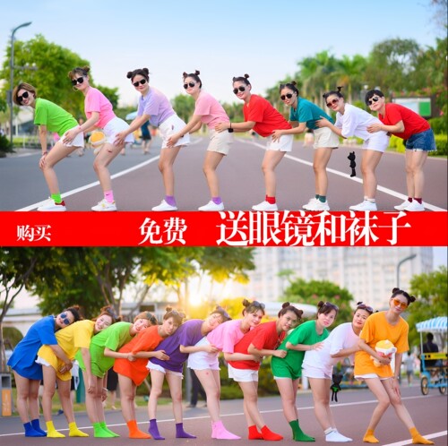 可定制多巴胺糖果色学生班服t恤