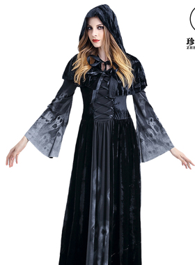 女巫cos服装毒皇后万圣节修女吸血鬼黑色幽灵迪士尼服饰女装衣服