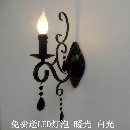 欧式复古水晶灯 壁灯 黑色铁艺壁灯 水晶壁灯 客厅 卧室壁灯 - 封面