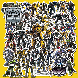 60张变形金刚手账贴纸卡通大黄蜂电脑手机壳装 饰贴画防水小图案