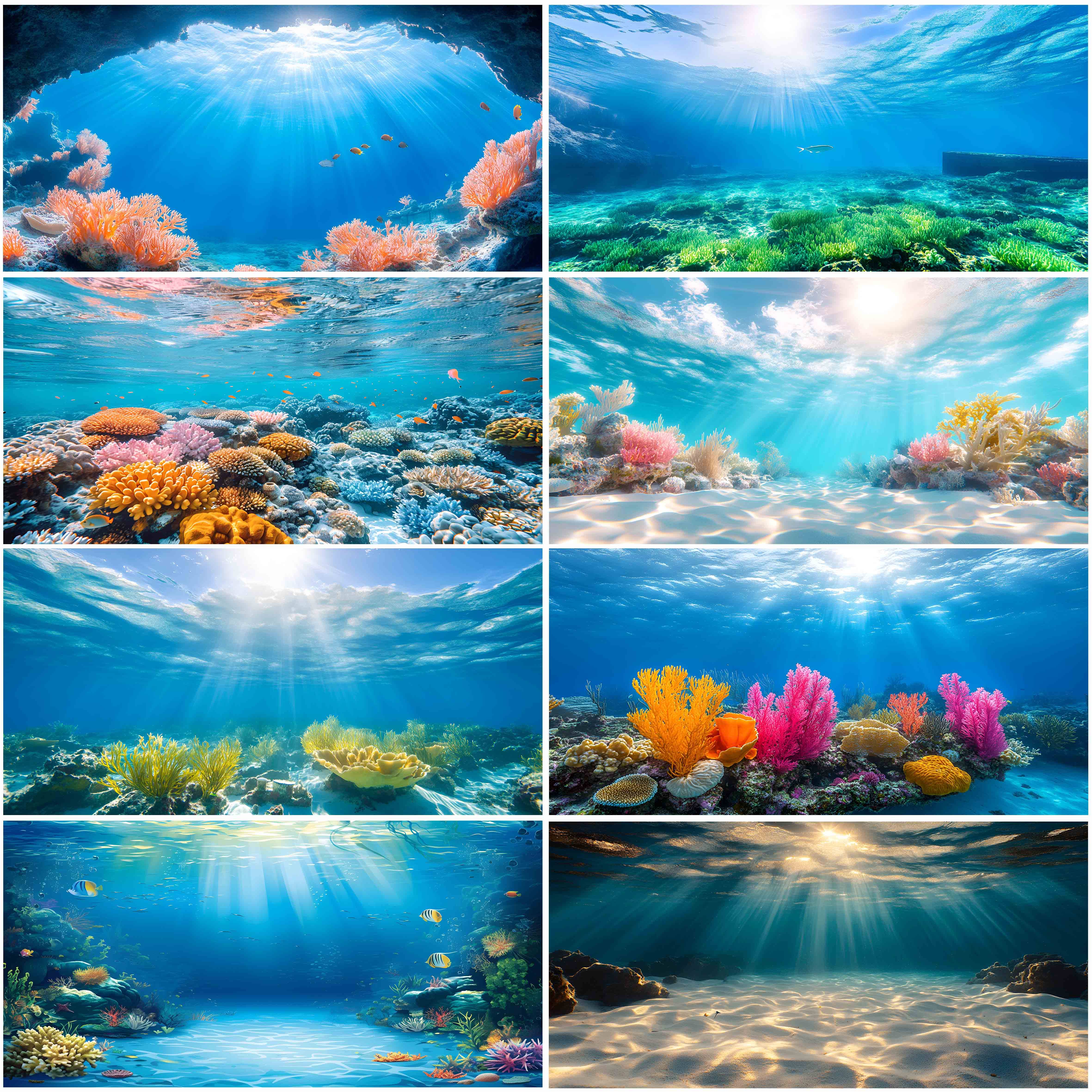 鱼缸背景贴纸海底世界造景装饰画定制自粘缸外海底世界背景珊瑚画