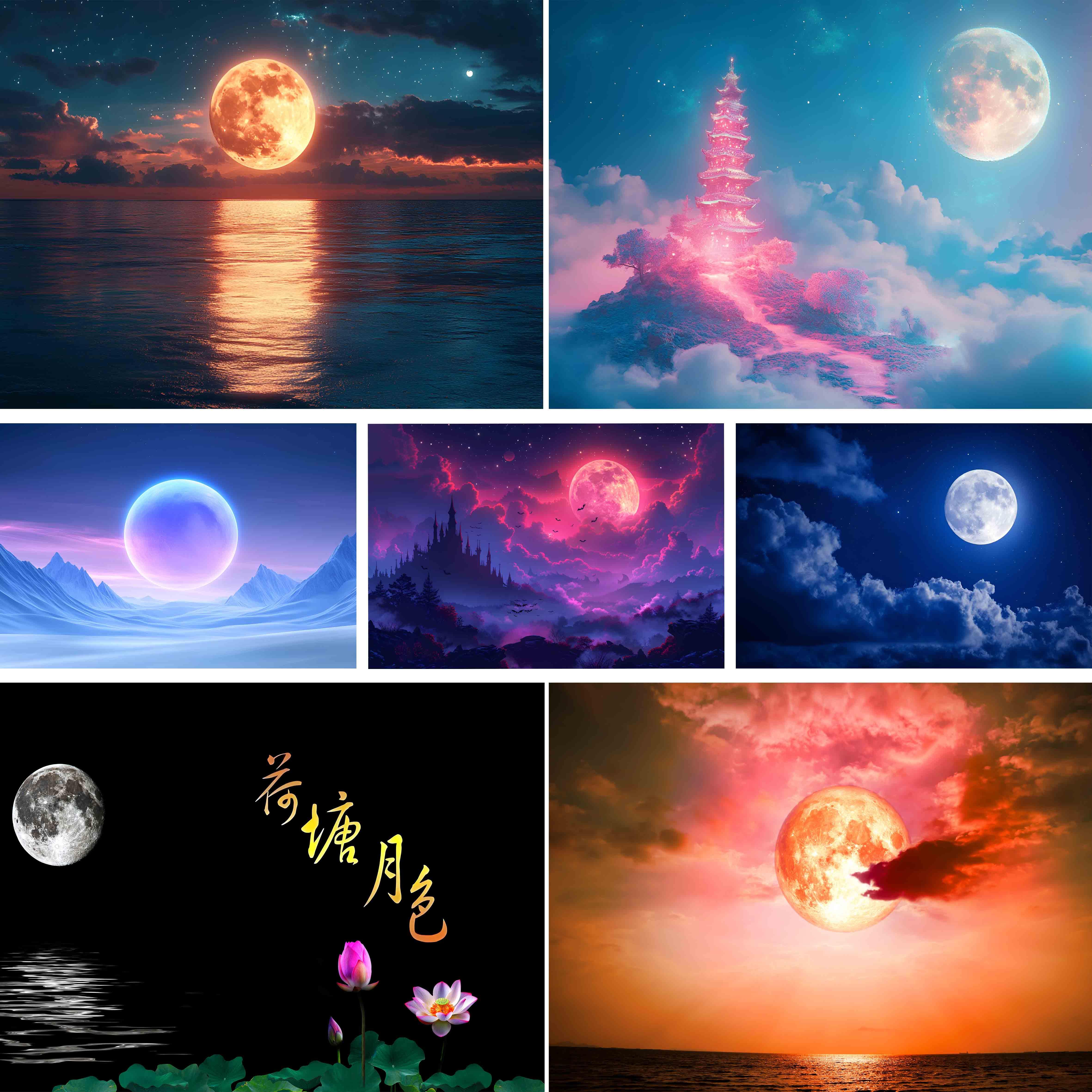 鱼缸背景贴纸幻彩星月水族箱造景装饰贴画定制星空月球外贴画自粘