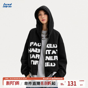 连帽长袖 TIRED美式 cleanfit短版 卫衣情侣款 宽松休闲外套上衣 开衫
