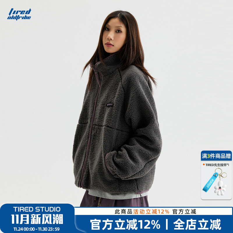 TIRED美式复古哈苏线羊羔毛外套