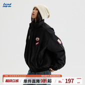 棉衣潮 廓形解构加厚外套情侣工装 TIRED美式 复古贴标立领棉服冬季