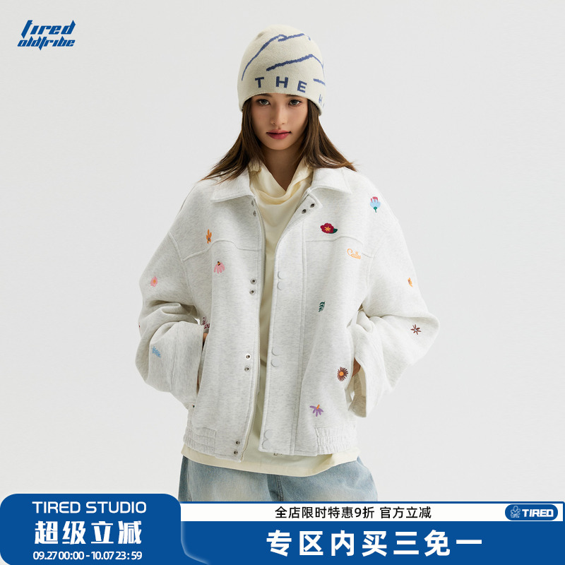 TIRED美式复古小刺绣夹克秋情侣