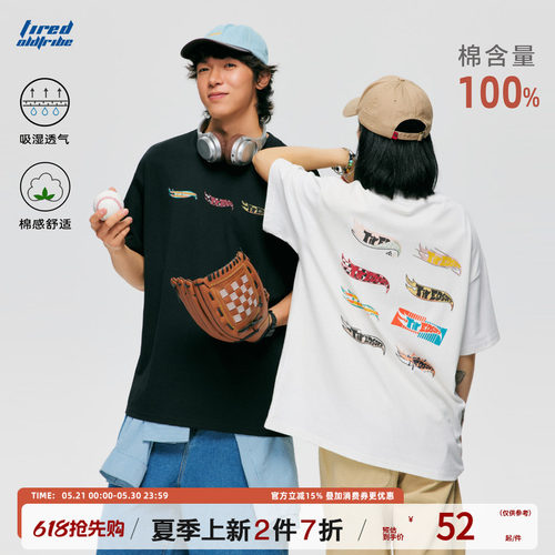 TIRED美式潮流印花短袖t恤夏季