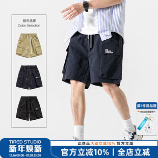 短裤 休闲裤 男夏季 宽松街头中裤 男 山系cityboy五分裤 日系复古工装