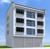 设计图建筑结构施工图纸效果图 风格 13x13 四层临街门面出租房中式